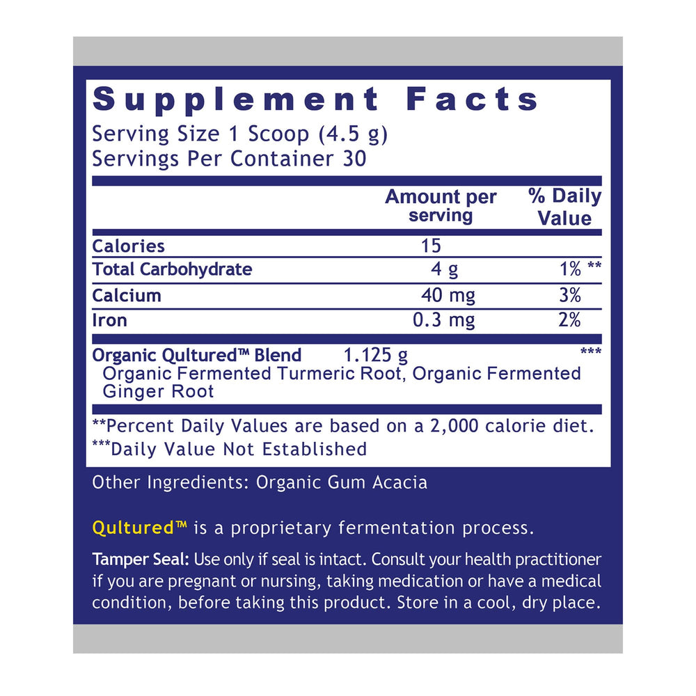 Premier Fermented Turmeric/Ginger powder jar-label scene highlights bioavailability-friendly formula.