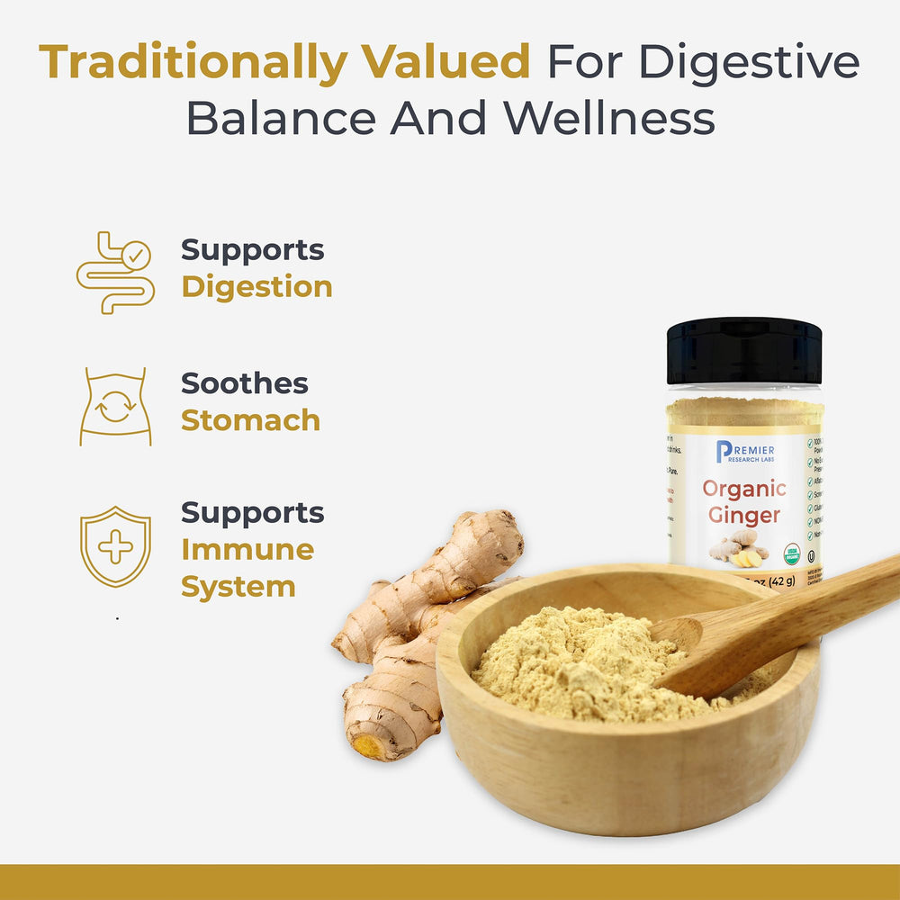Powdered Premier Organic Ginger Root in a bowl ready to season a sauce