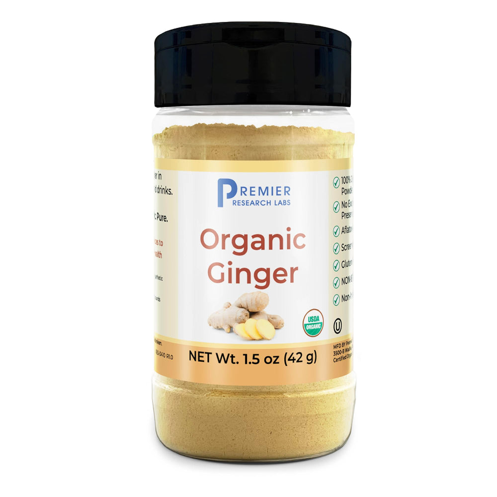 Premier Organic Ginger Root Powder in a jar adds pure, gluten-free spice to meals
