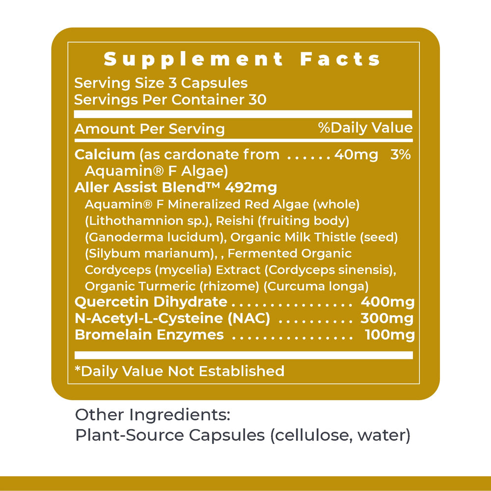 Daily intake concept with AllerCaps packaging emphasizes convenience for regular use