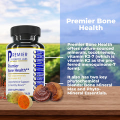 Premier Bone Health capsules closeup highlighting calcium and K2 for bone strength
