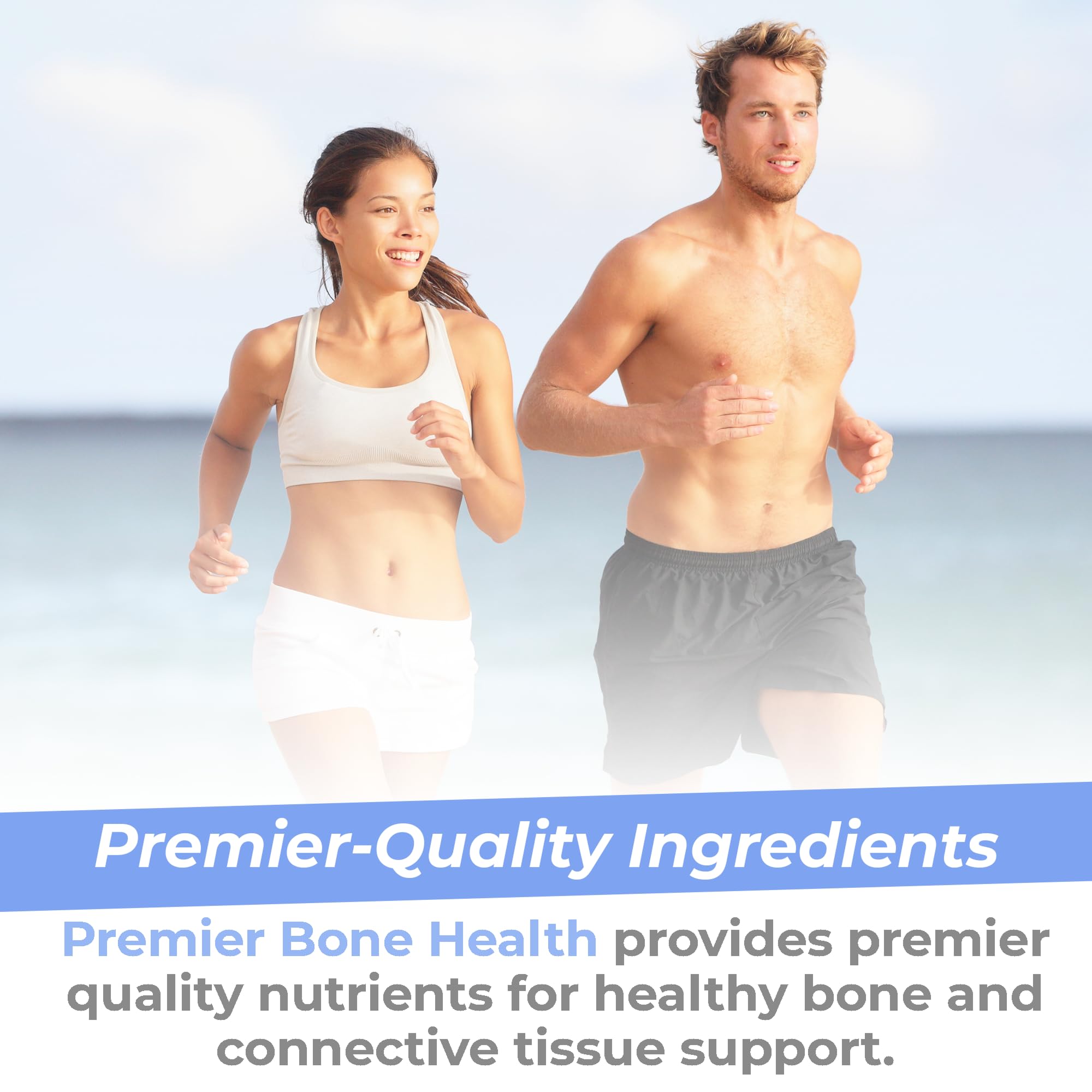 Daily-use reminder beside Premier Bone Health bottle supports routine