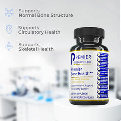 Premier Bone Health bottle being poured for easy daily use