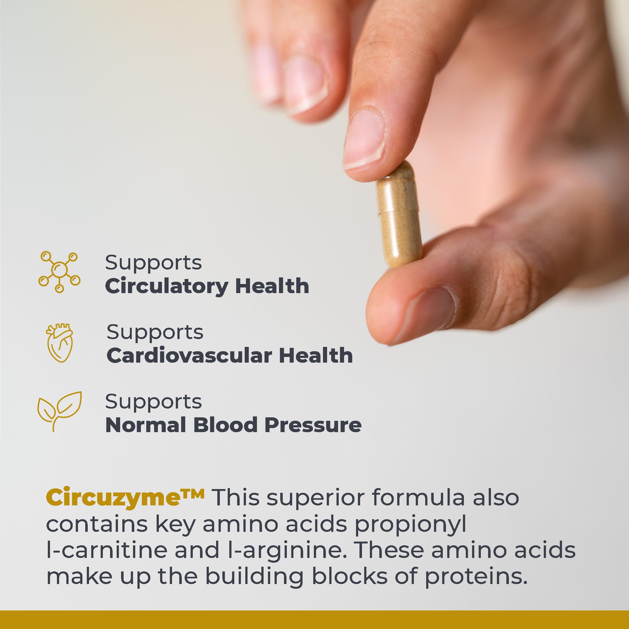 Bottle on desk suggests easy daily supplementation.