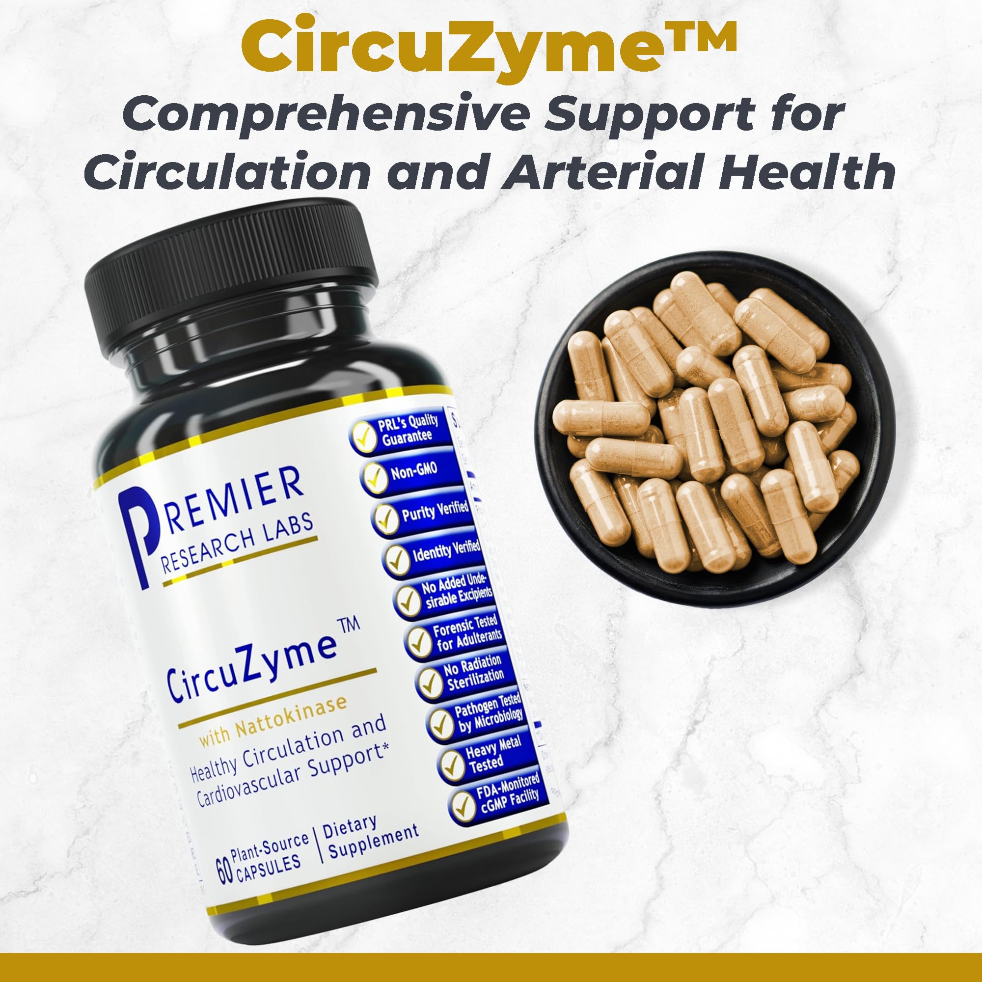 CircuZyme label close-up highlights key ingredients for circulation.