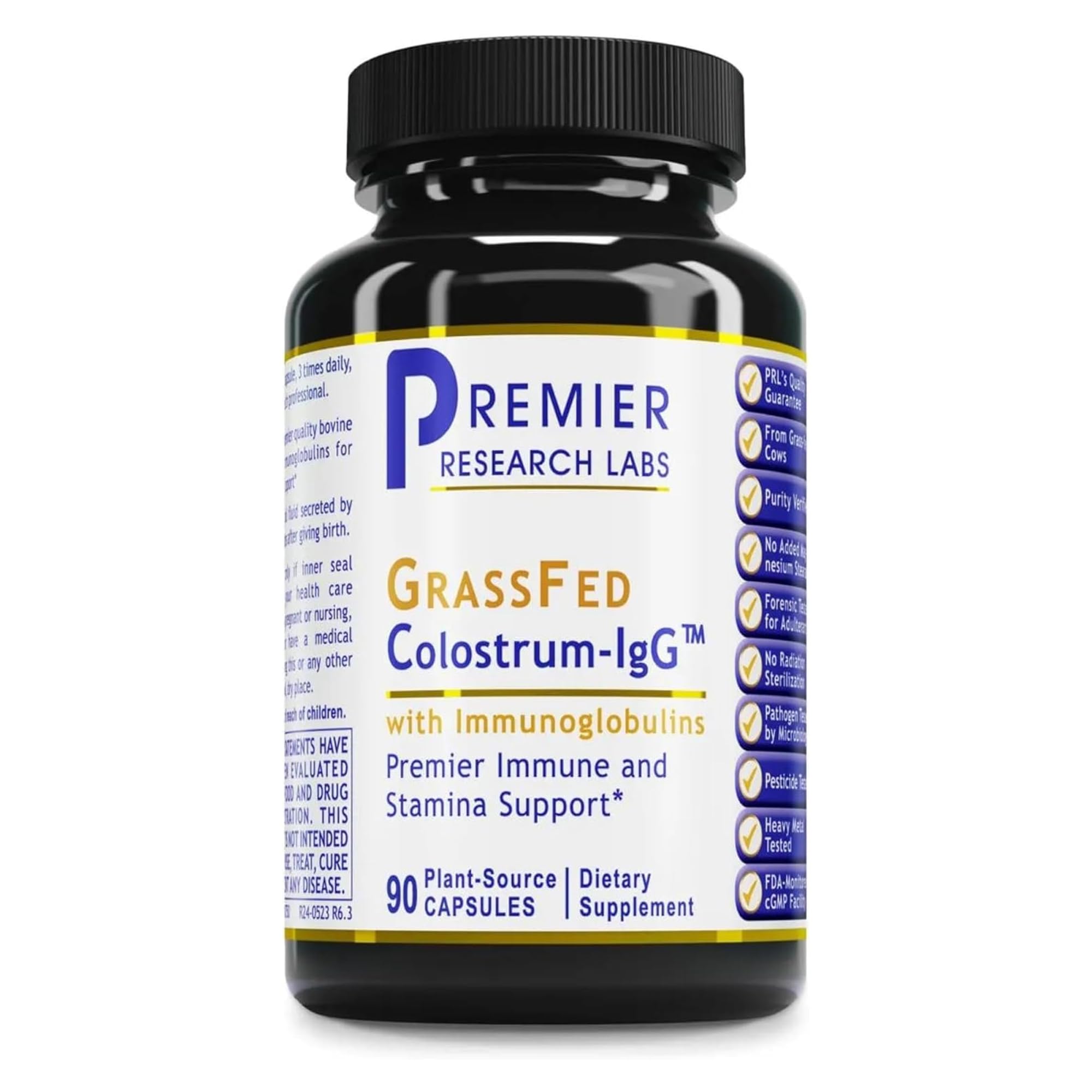 Premier Research Labs Colostrum-IgG capsules bottle for daily immune support