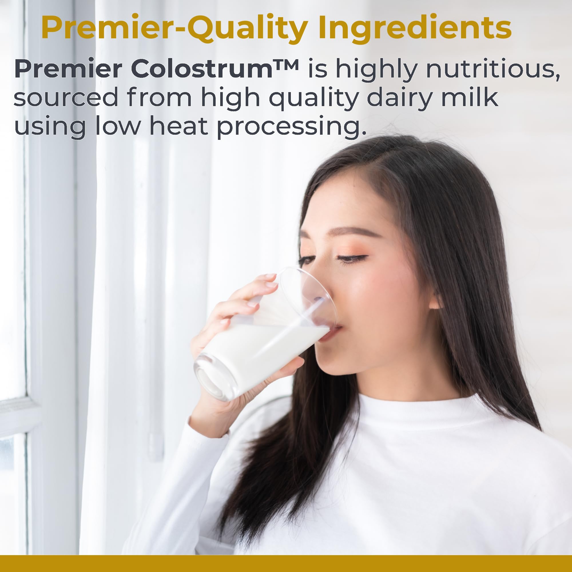 Premier Research Labs Colostrum-IgG powder mixing into beverages for versatility.