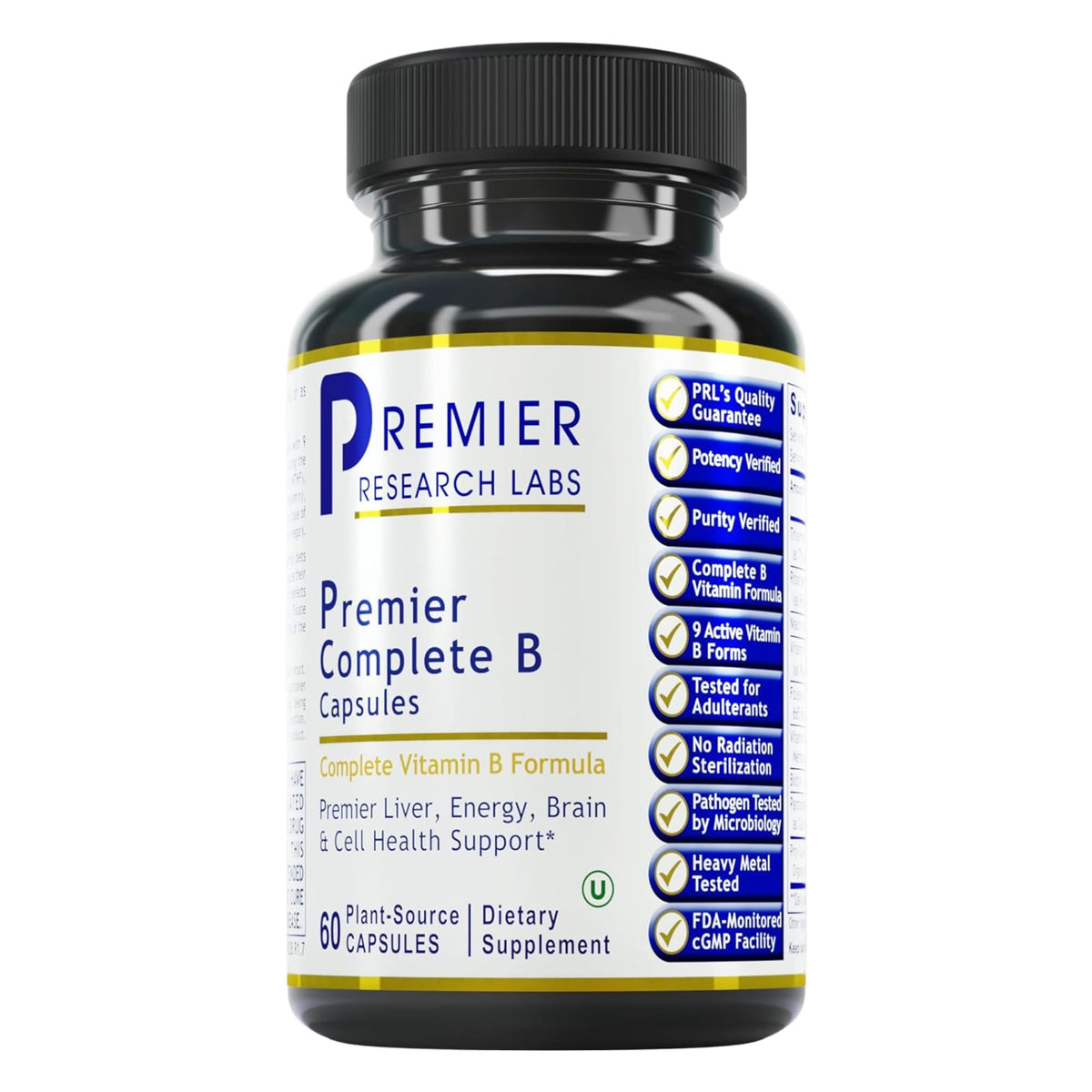 Premier Research Labs Complete B bottle front for easy daily vitamin intake.