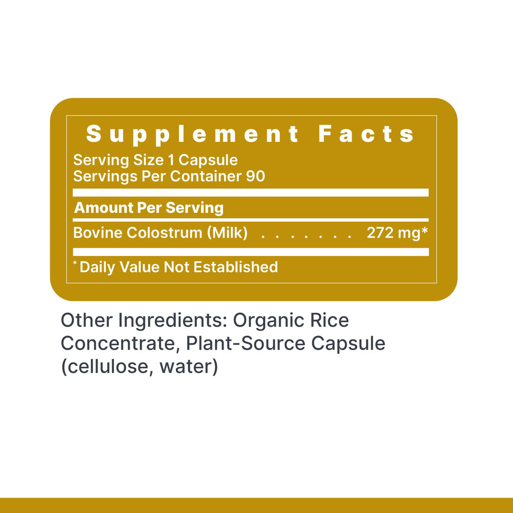 Premier Research Labs colostrum bottle highlights ethical sourcing and quality control