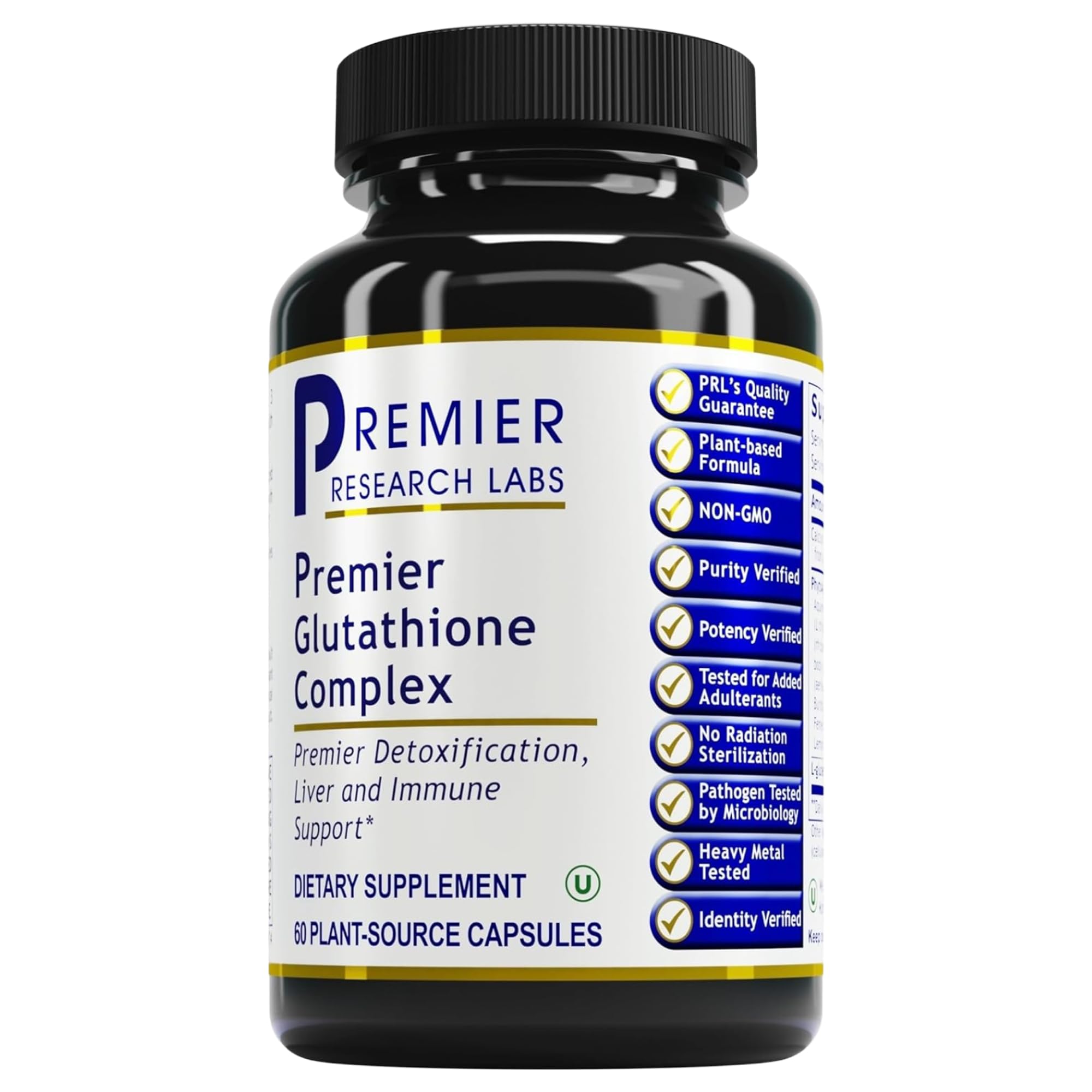 Premier Research Labs Glutathione Complex bottle front for daily antioxidant support.