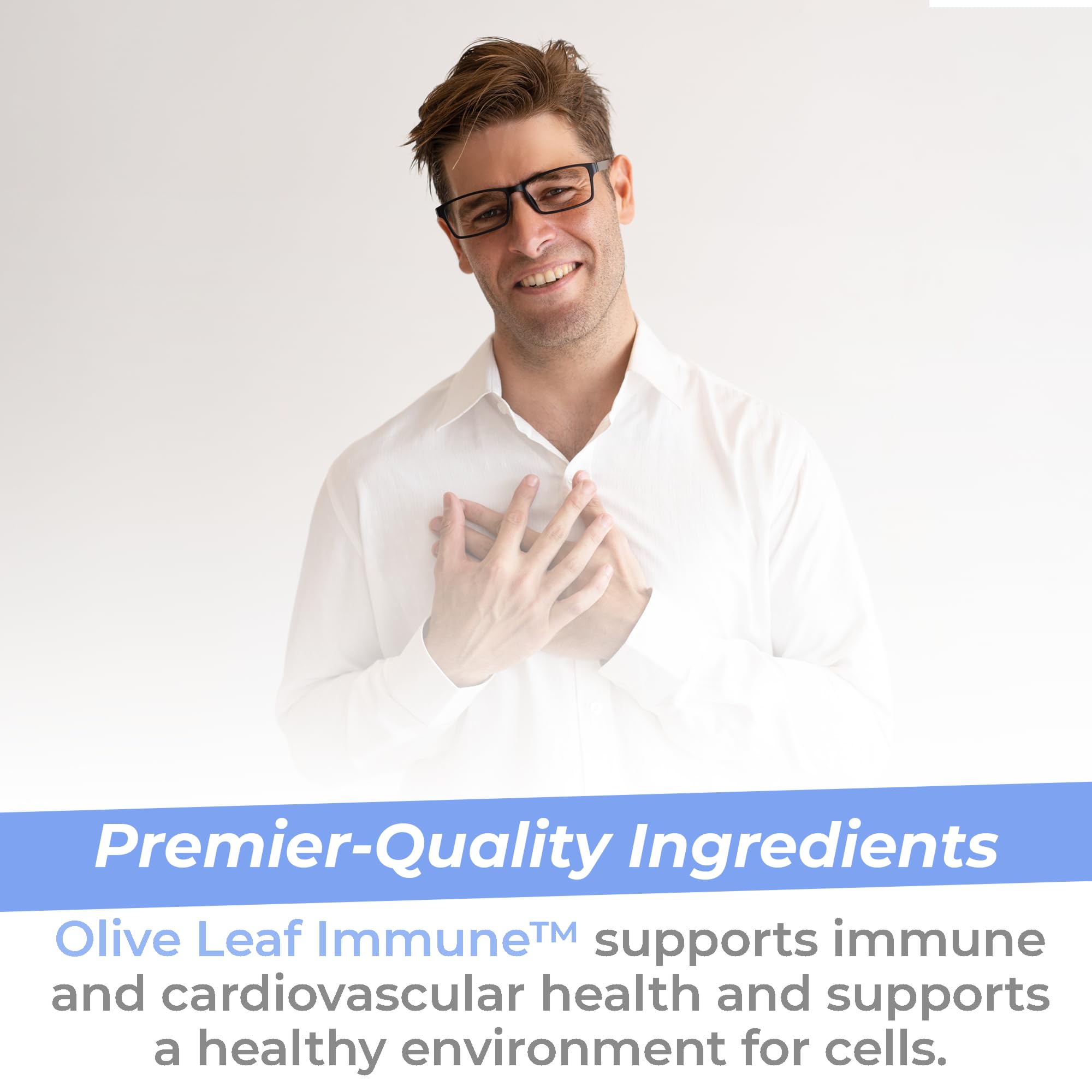 Premier Research Labs Olive Leaf Immune bottle emphasizes heart and immune health