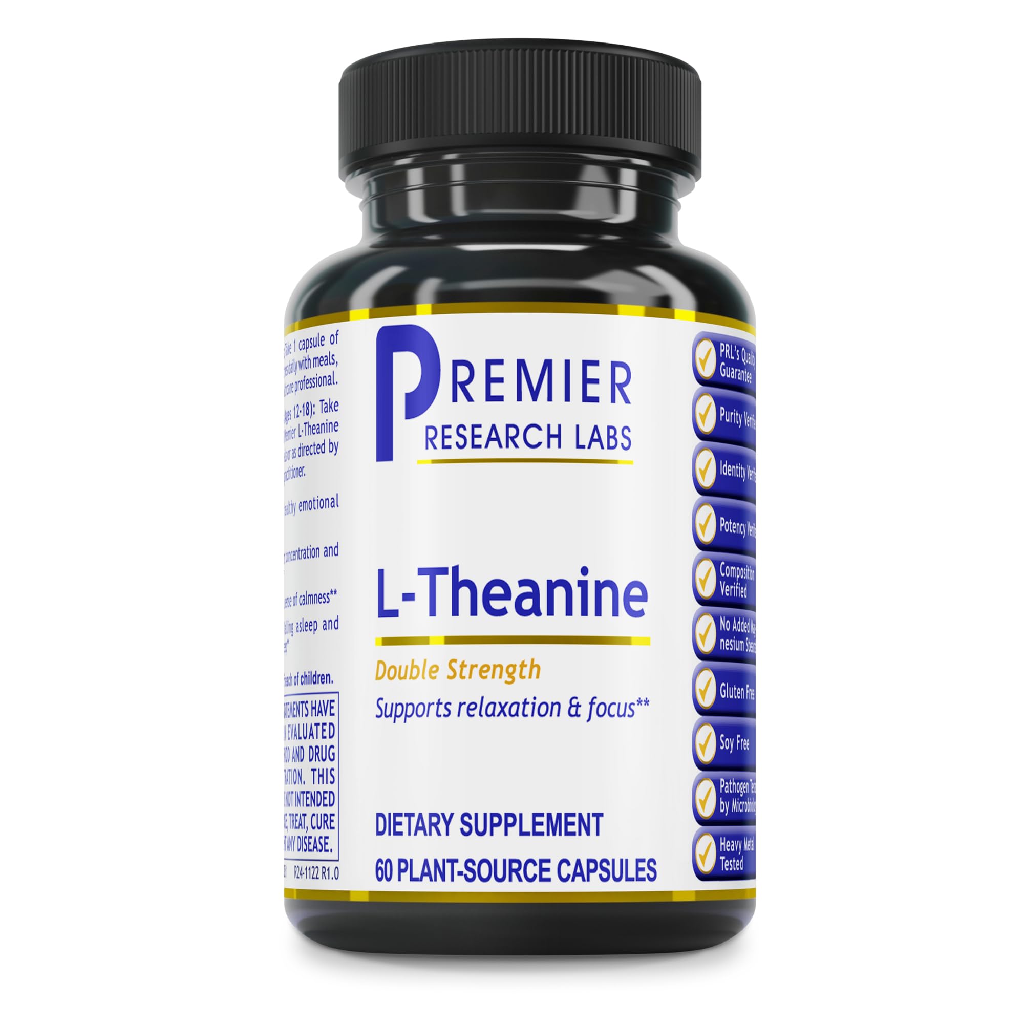 Premier Research Labs L-Theanine capsule close-up for calm focus