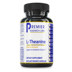 Premier Research Labs L-Theanine capsule close-up for calm focus