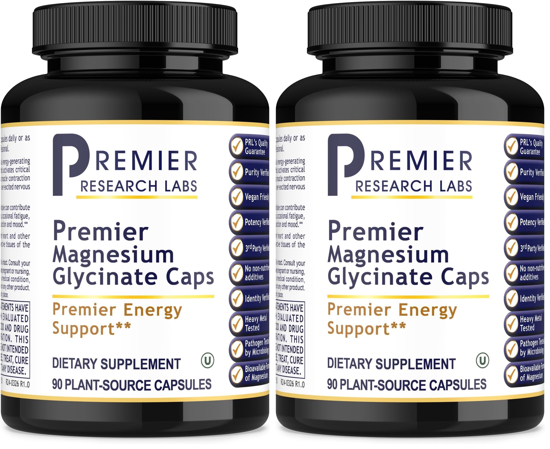 Premier Research Labs Magnesium Glycinate bottle with capsules for gentle absorption and daily relaxation.