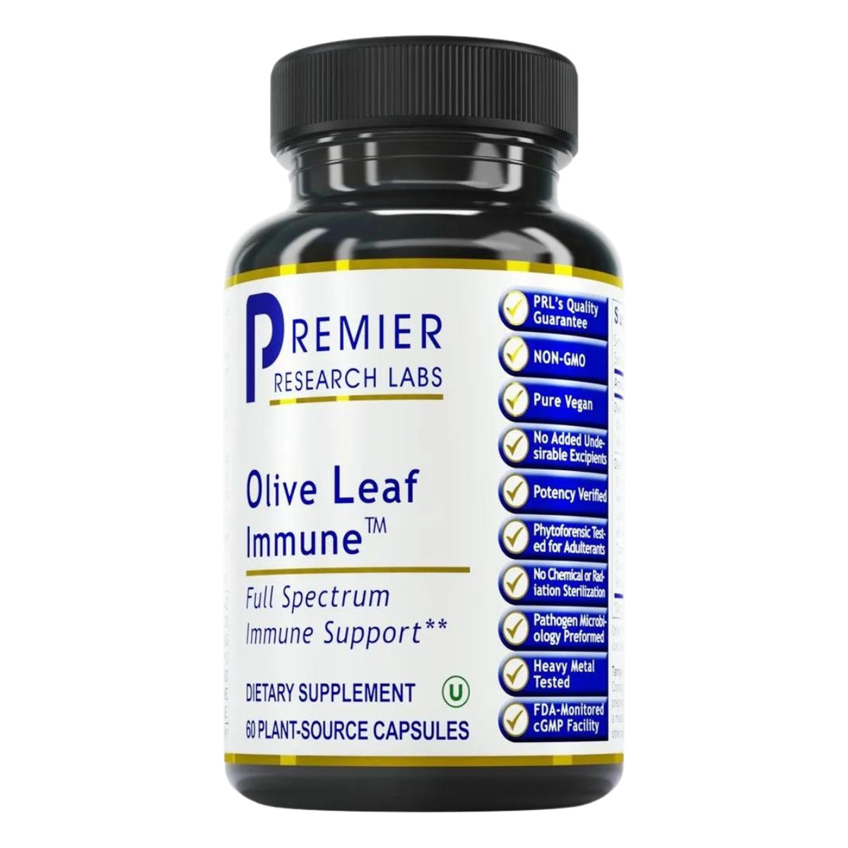 Premier Research Labs Olive Leaf Immune bottle with 60 vegetarian capsules for daily immune support