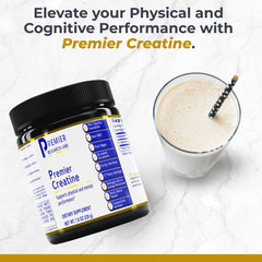 Premier Research Labs Premier Creatine scoop for precise daily dosage.