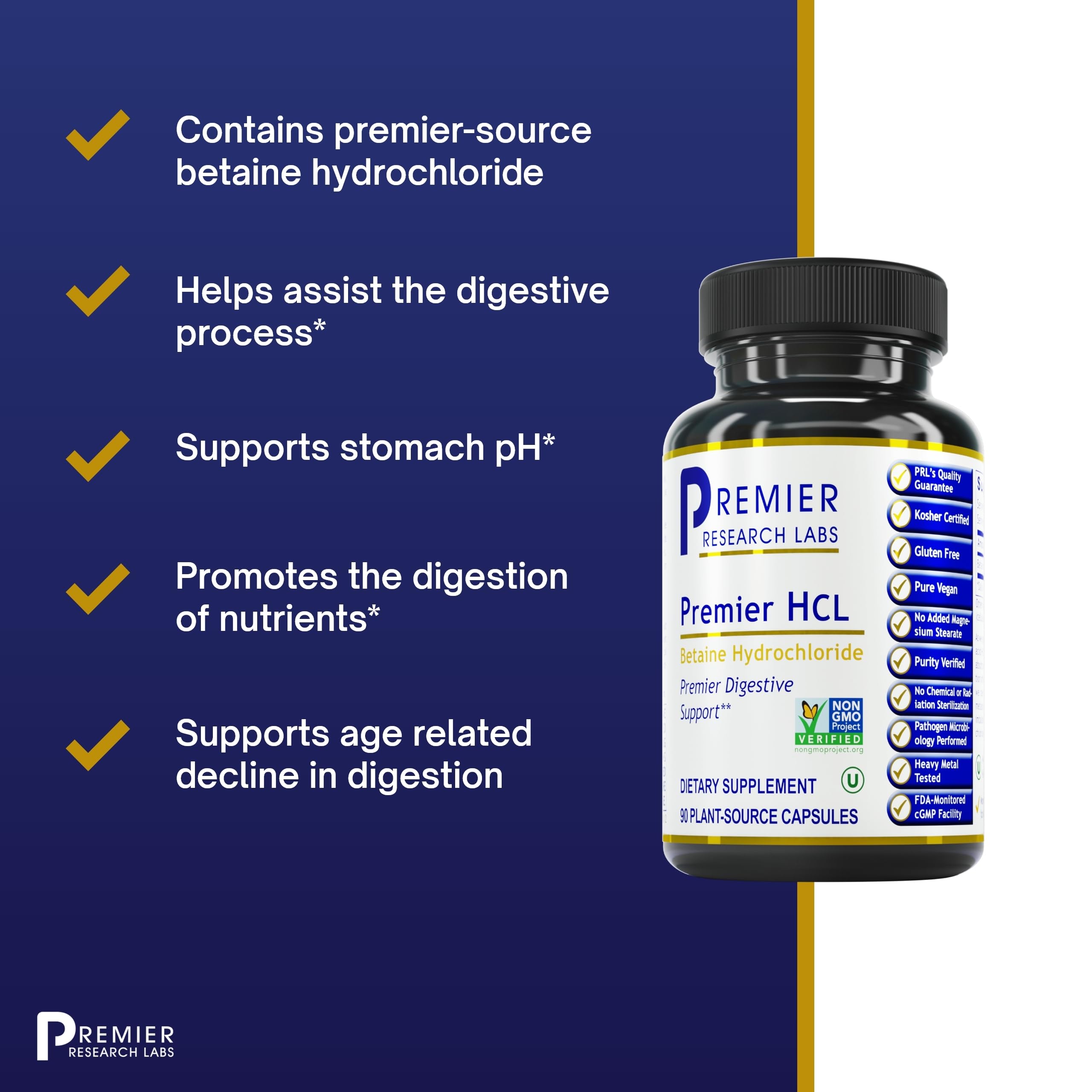 Premier Research Labs Premier HCL packaging emphasizing premium quality