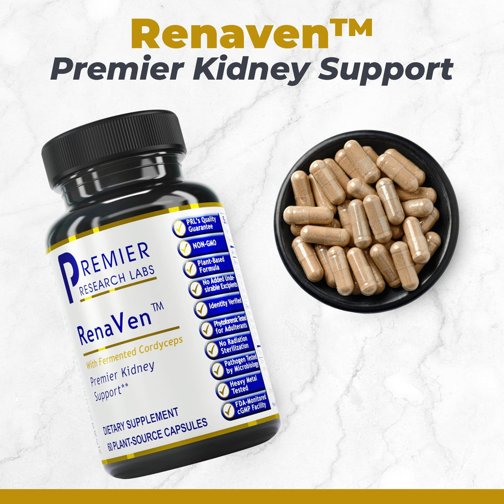 RenaVen bottle label shows organic ingredients for kidney health