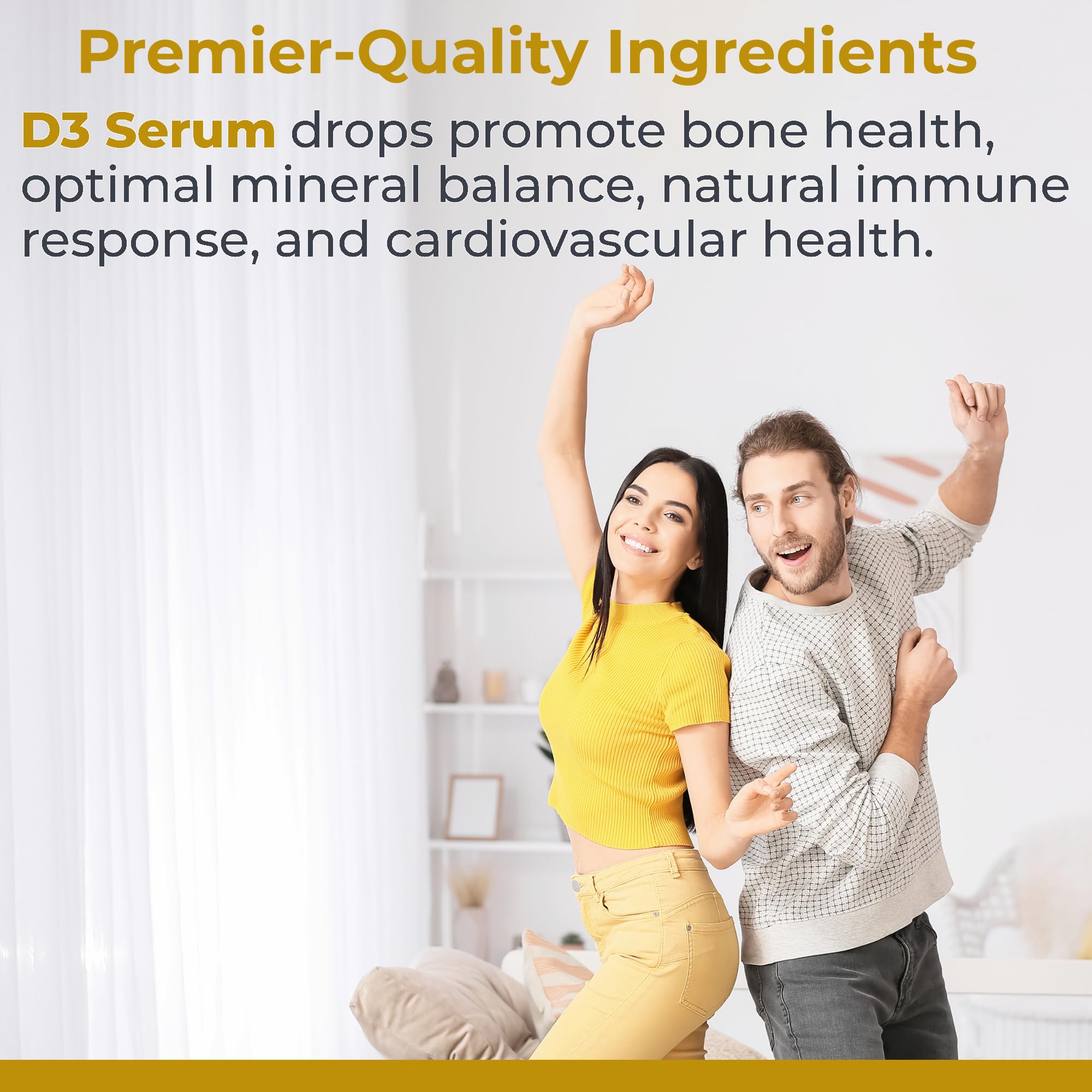Premier Research Labs Vitamin D3 Serum olive oil base supports absorption.