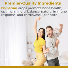 Premier Research Labs Vitamin D3 Serum olive oil base supports absorption.