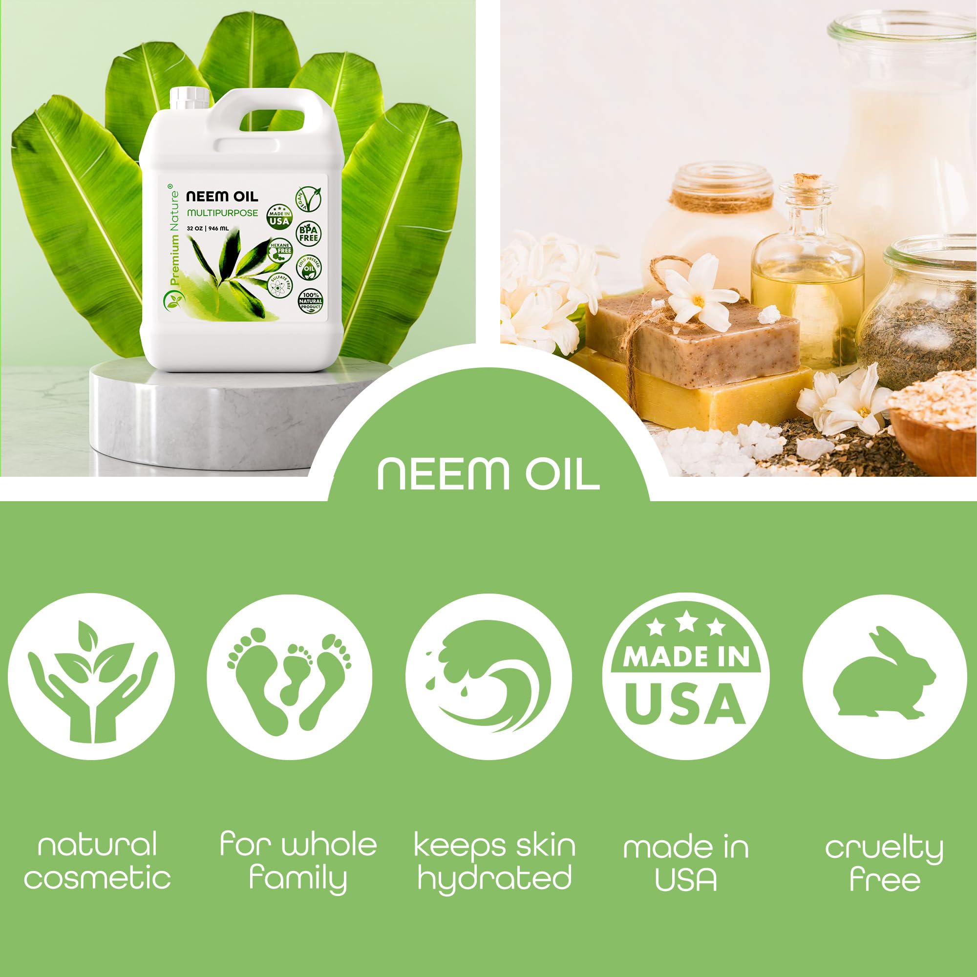 Premium Nature Neem Oil indoor plants care; blends with soil and foliar spray