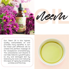 Premium Nature Neem Oil pour demonstrates ready-to-use formula for beauty blends.