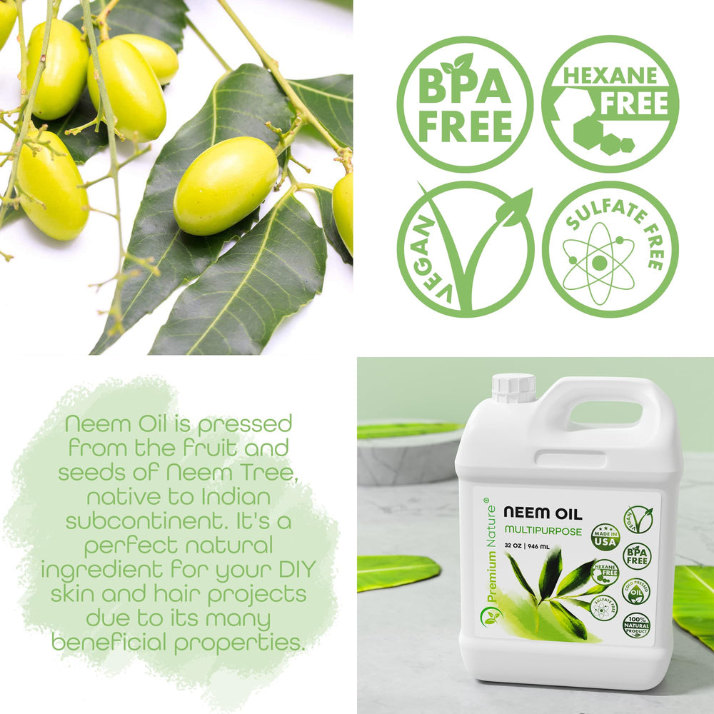 Premium Nature Neem Oil for skin application, smoothing dry skin and nails