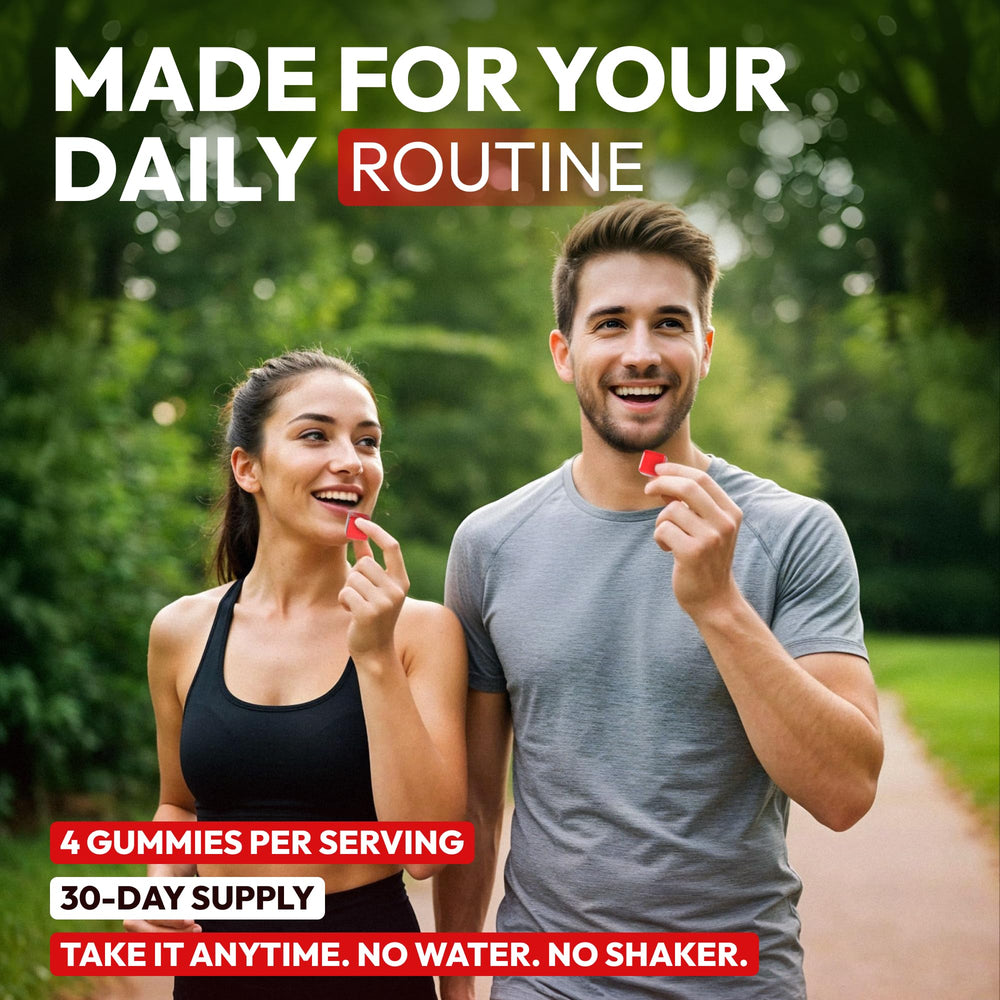 Premium Select Nutrition Creatine HCL gummies athlete-training scene suggests pre-workout energy.