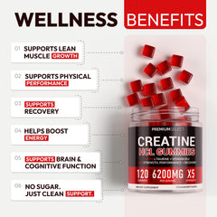 Premium Select Nutrition Creatine HCL gummies label-details highlights high potency formula.