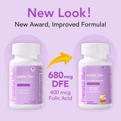 Premom prenatal two-capsule serving demonstrates convenient daily intake.
