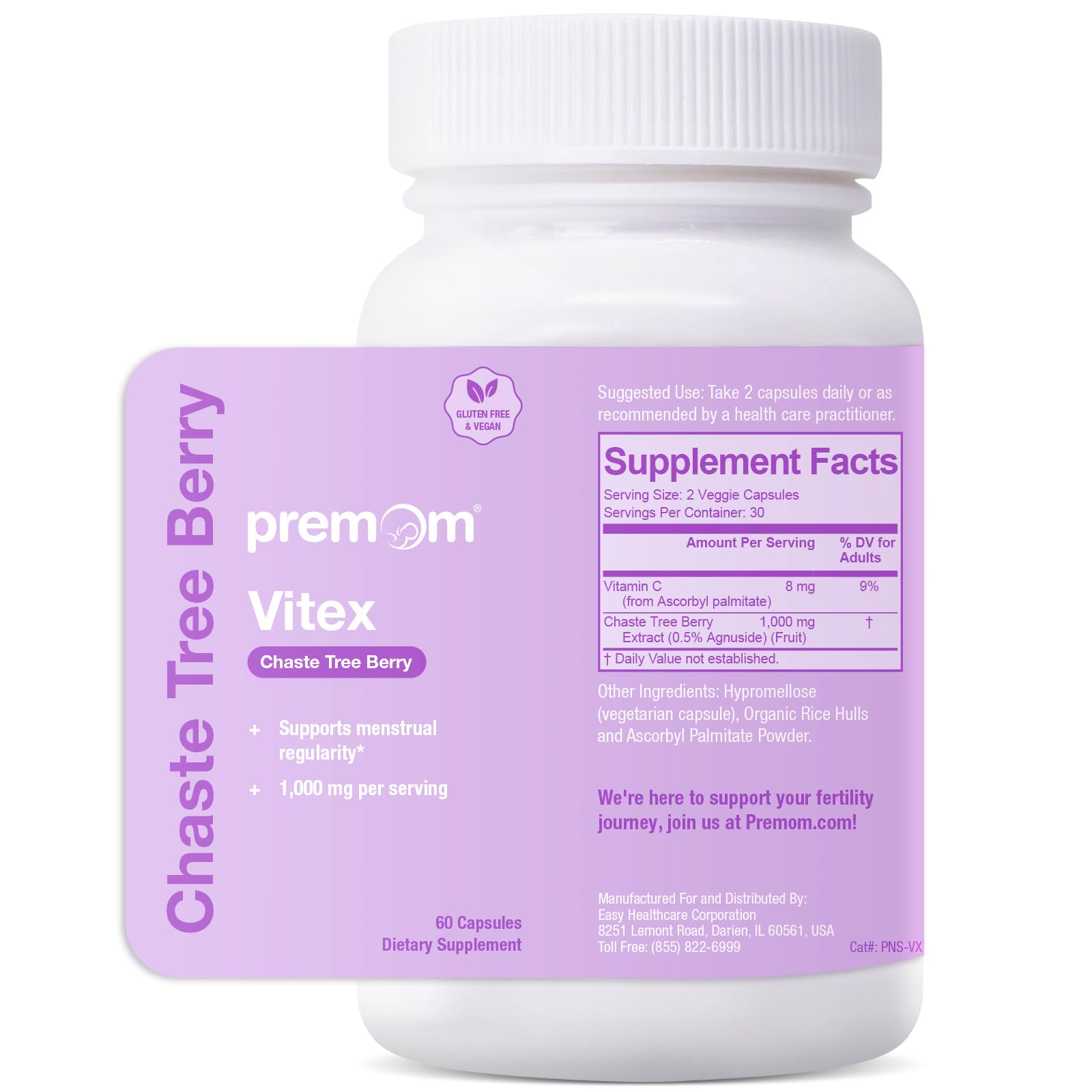 Premom Vitex bottle cap shown for easy cycle support.