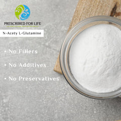 Prescribed For Life N Acetyl L Glutamine powder scoop for easy shake dosing