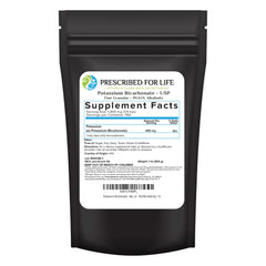 Prescribed for Life potassium bicarbonate powder packaging shown for versatile kitchen and garden use.
