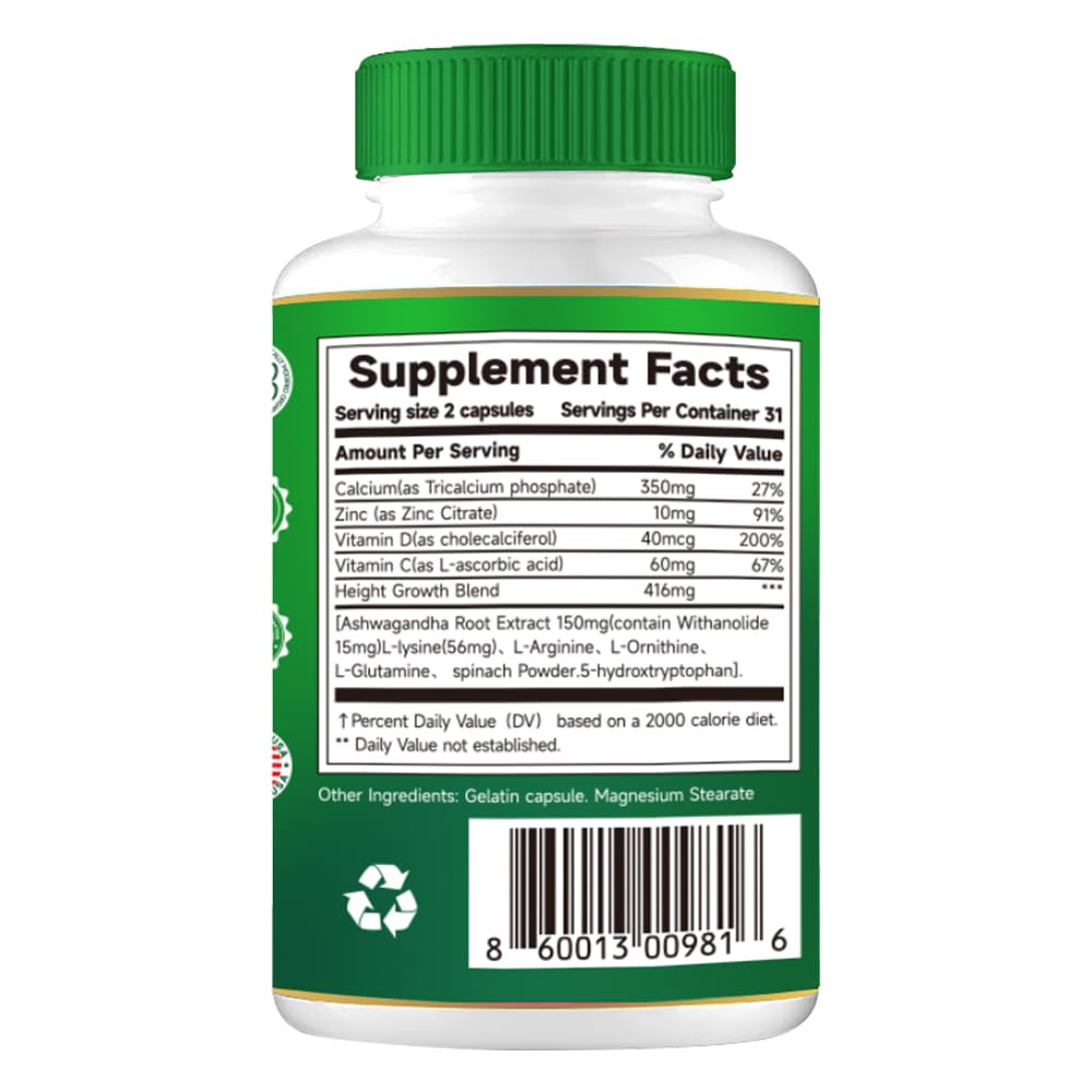 PRETANT Growth Capsules height bottle showing natural bone support potential