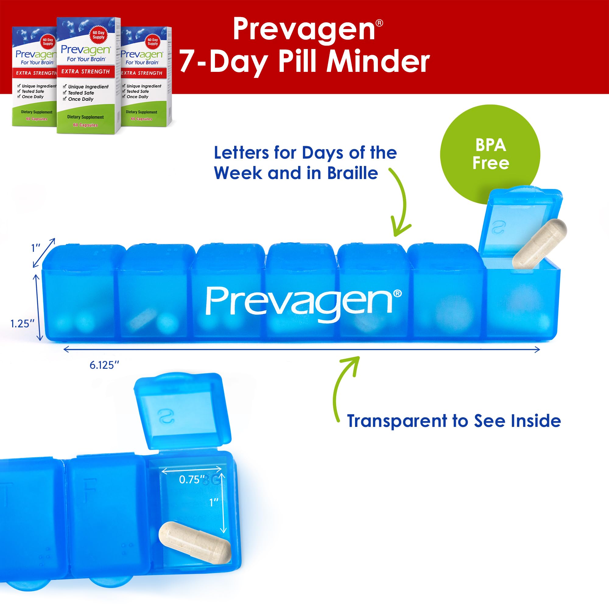 Prevagen Extra Strength bottle back label with dosage and ingredients.