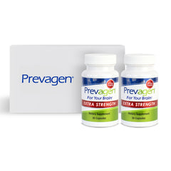 Prevagen Extra Strength bottle front showing easy-to-swallow capsules for daily brain support.