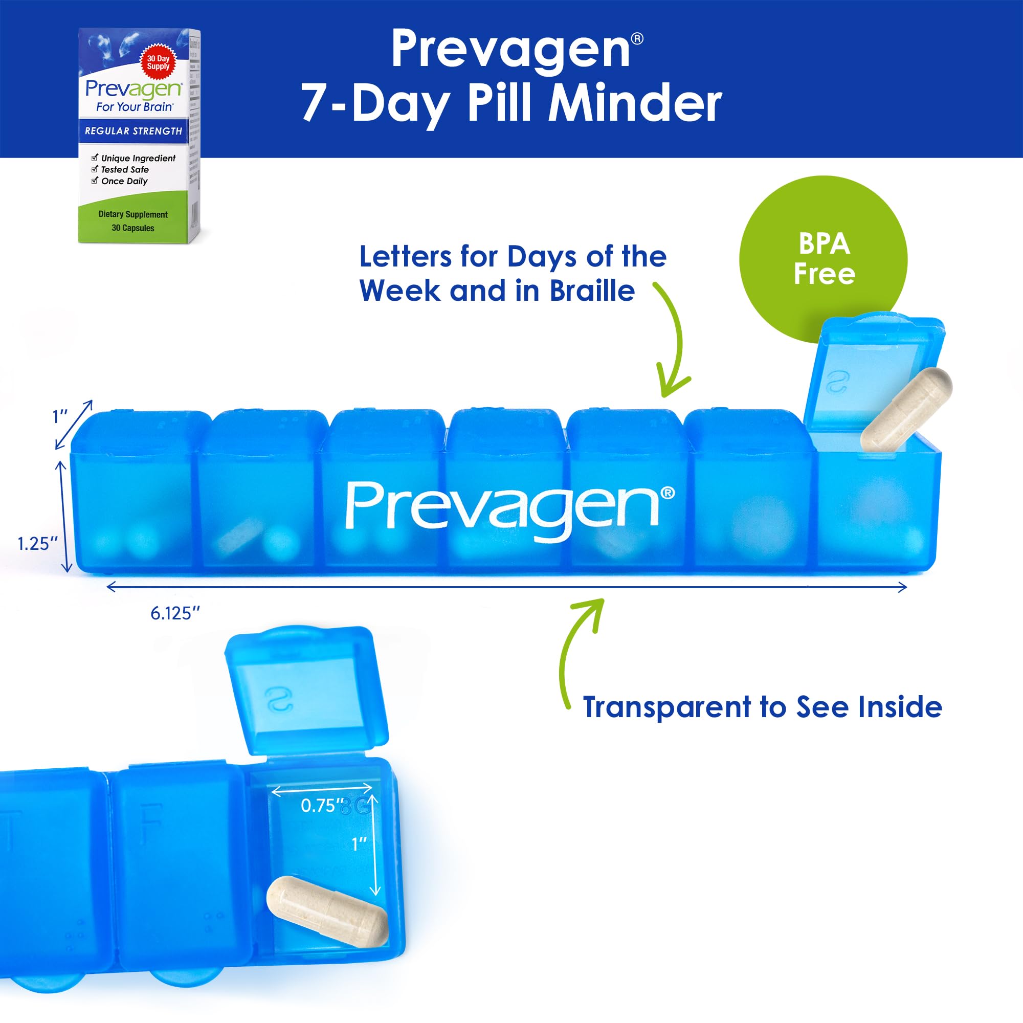 Prevagen Regular Strength bottle back showing ingredients and safety notes