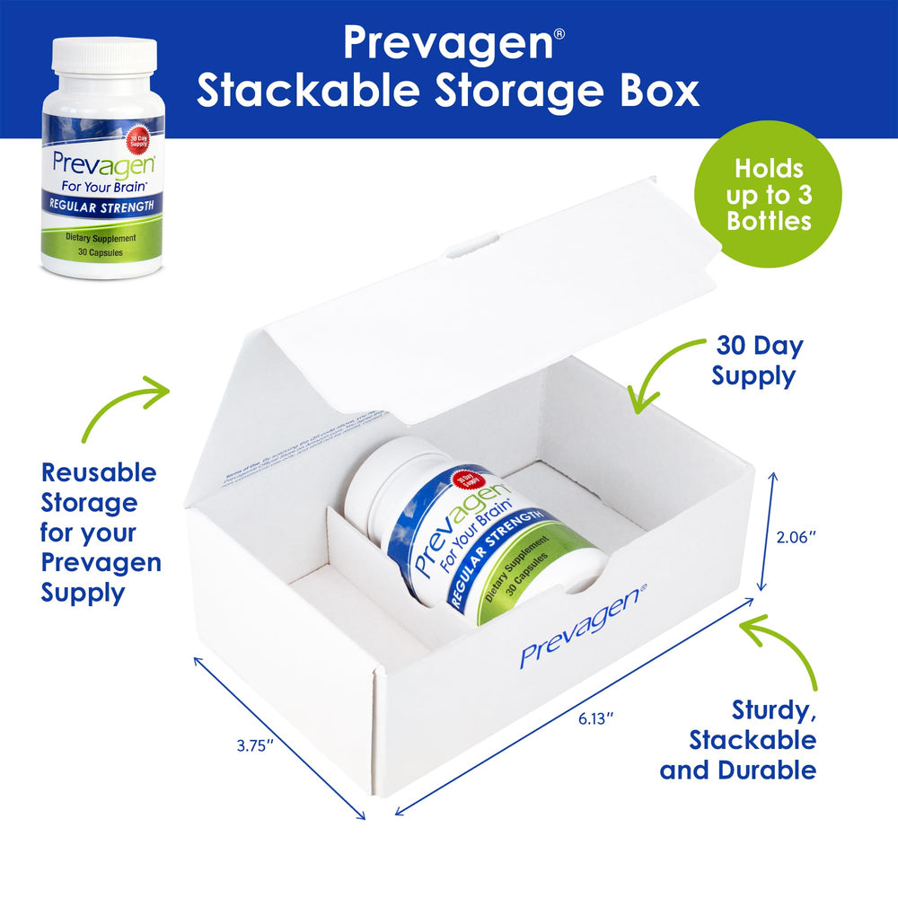 Prevagen bottle side view with a clear dosage label for daily use
