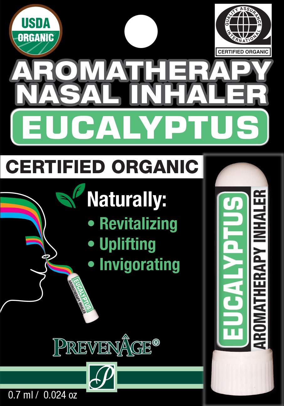 Prevenage nasal inhaler with eucalyptus 0.7ml packaging; compact, portable aromatherapy on the go.