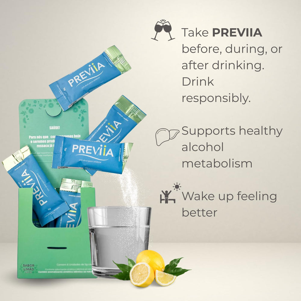 Six sachets pack of Previia for easy on-the-go social occasions