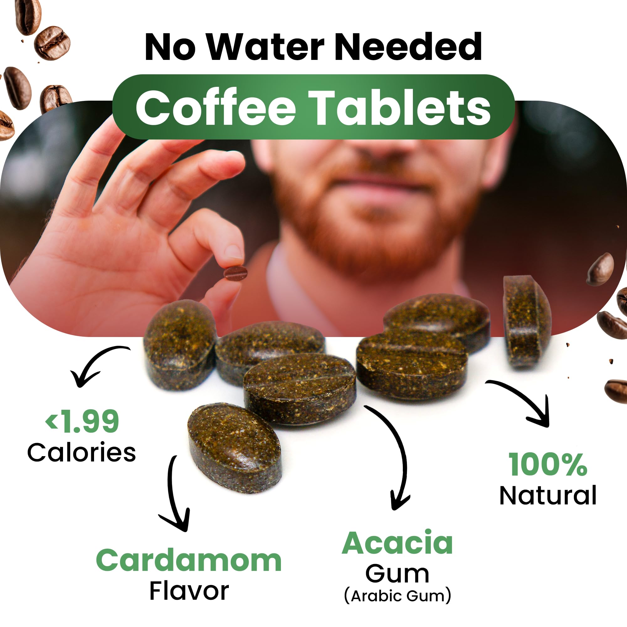 PriFa Coffee Tablets Latte-creamy notes in travel-ready pack provide mid-day lift.