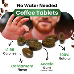 PriFa Coffee Tablets Latte-creamy notes in travel-ready pack provide mid-day lift.