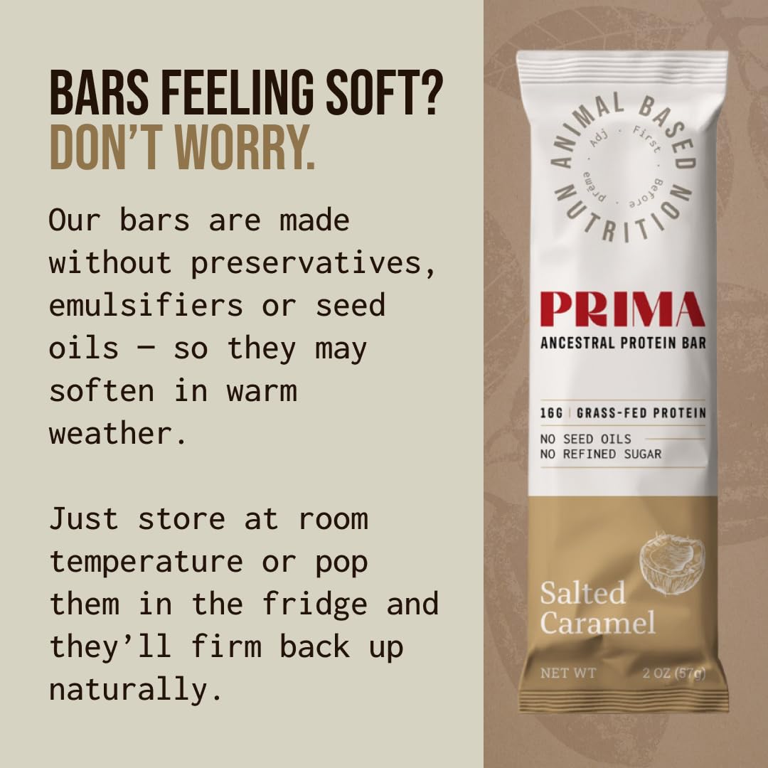 PRIMA ANCESTRAL PROTEIN BAR faible en glucides : option pratique pour régimes propres.