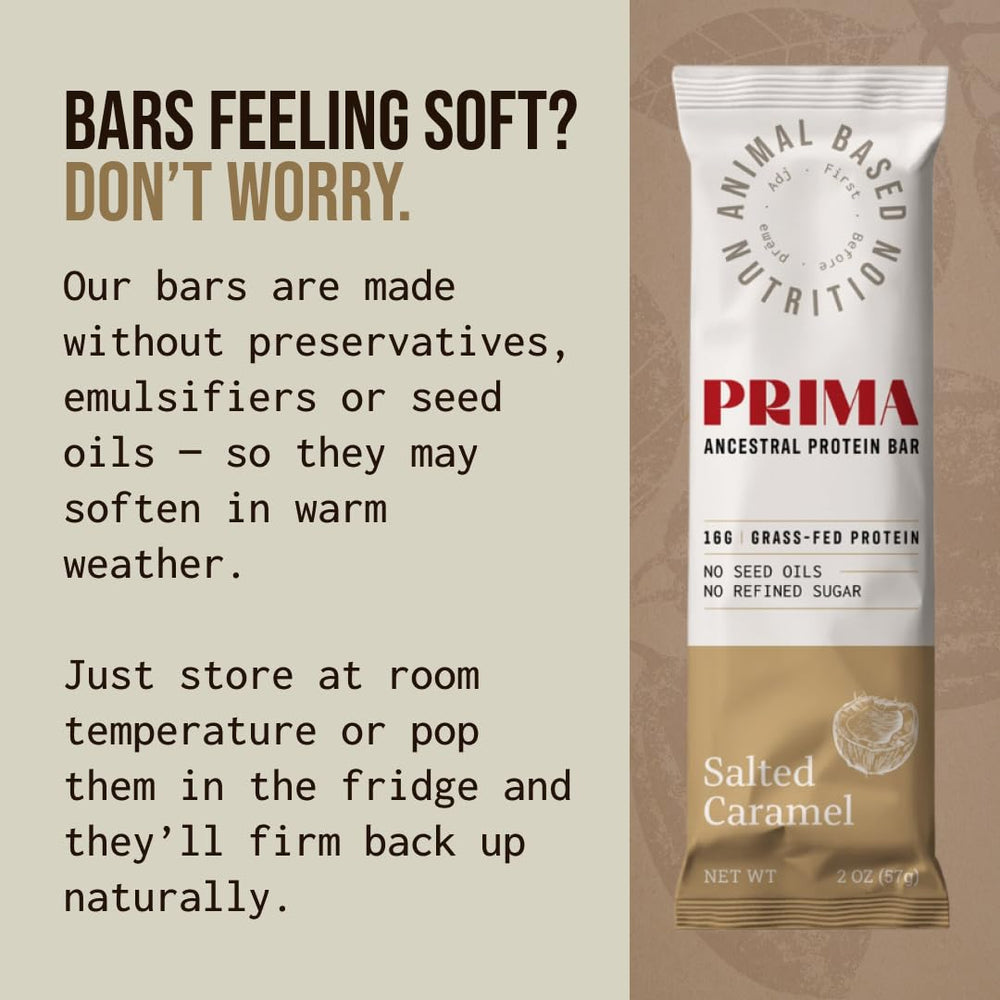 PRIMA ANCESTRAL PROTEIN BAR faible en glucides : option pratique pour régimes propres.