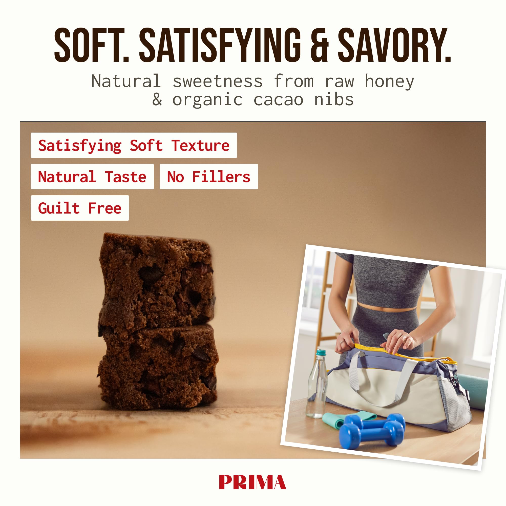 Goût cacao et café PRIMA ANCESTRAL PROTEIN BAR : saveur riche.
