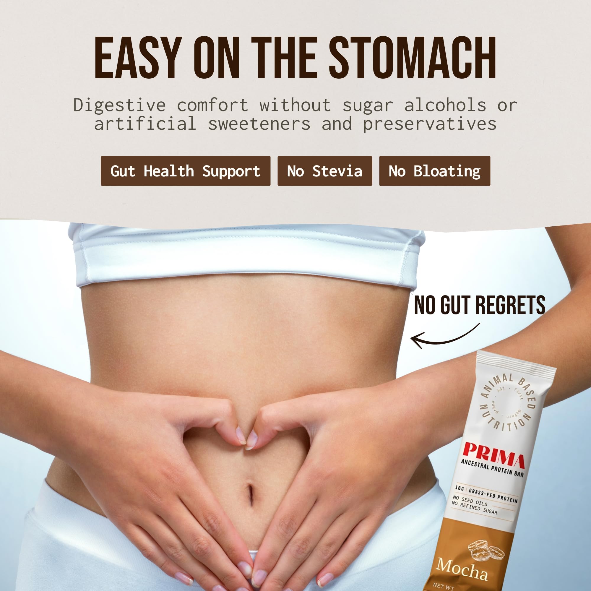 PRIMA ANCESTRAL PROTEIN BAR mocha single-serve pack, travel-friendly energy snack