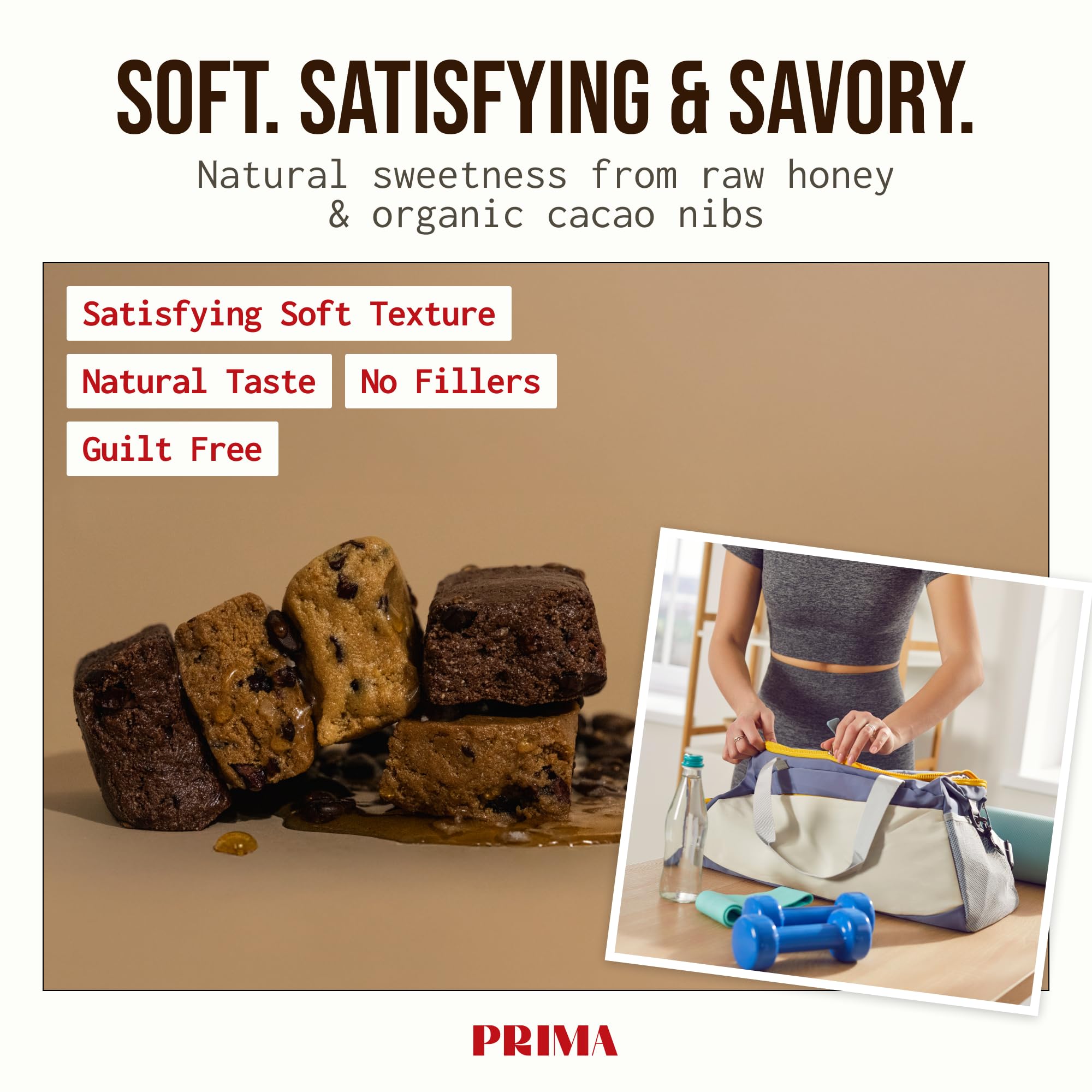 On-the-go PRIMA Ancestral Protein Bar energy snack in action.