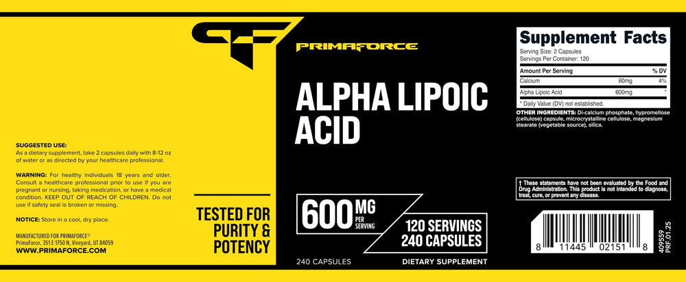 Primaforce Alpha Lipoic Acid facility certifications signal quality standards