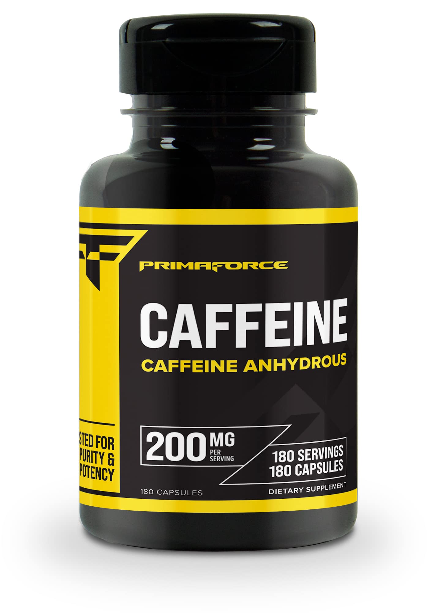 Primaforce caffeine pills 200mg bottle, ready for on-the-go energy support