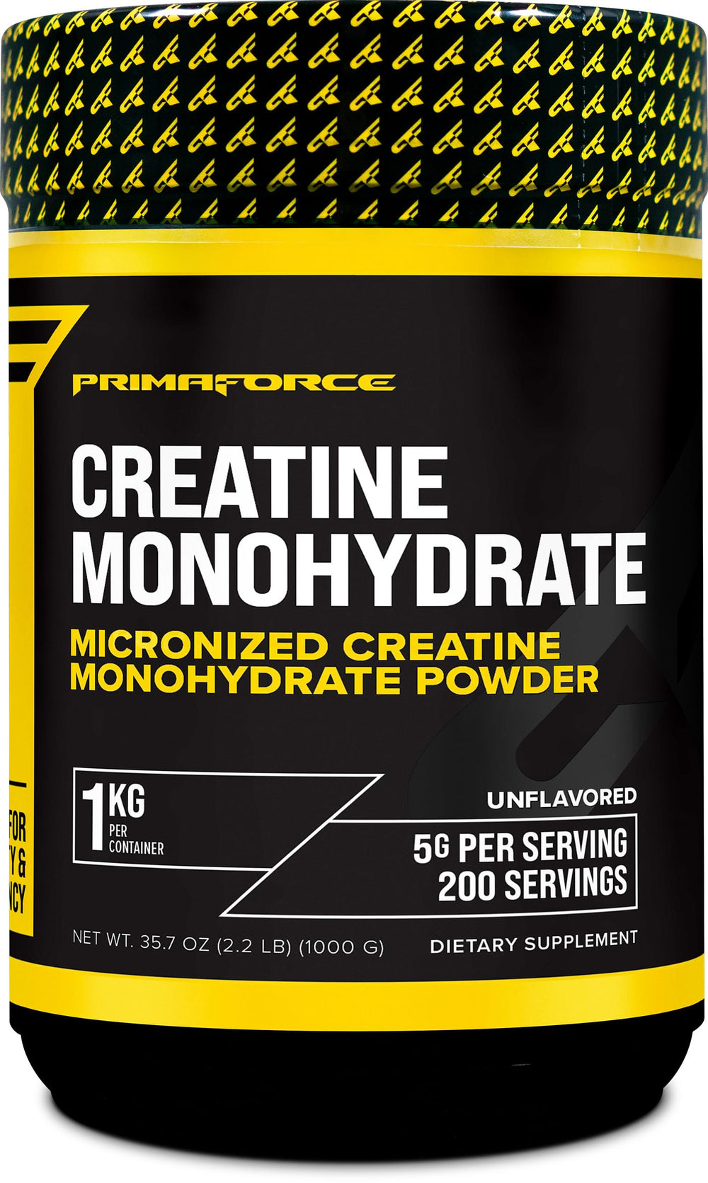 Primaforce Creatine Monohydrate bottle front view for daily training routine.